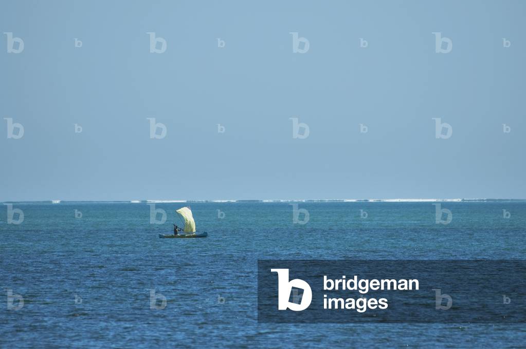 Immagine di Fotografia "Barca a vela nel canale del Mozambico vicino a Ifaty", b/w