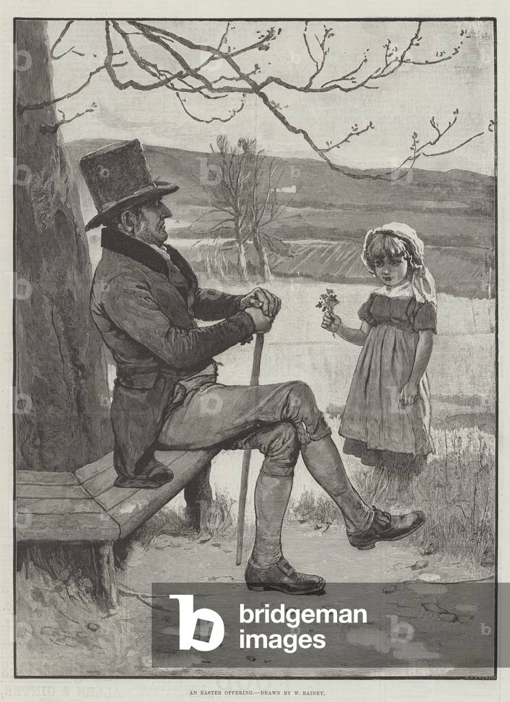 "Un'offerta pasquale (incisione)" 1886 di William Rainey