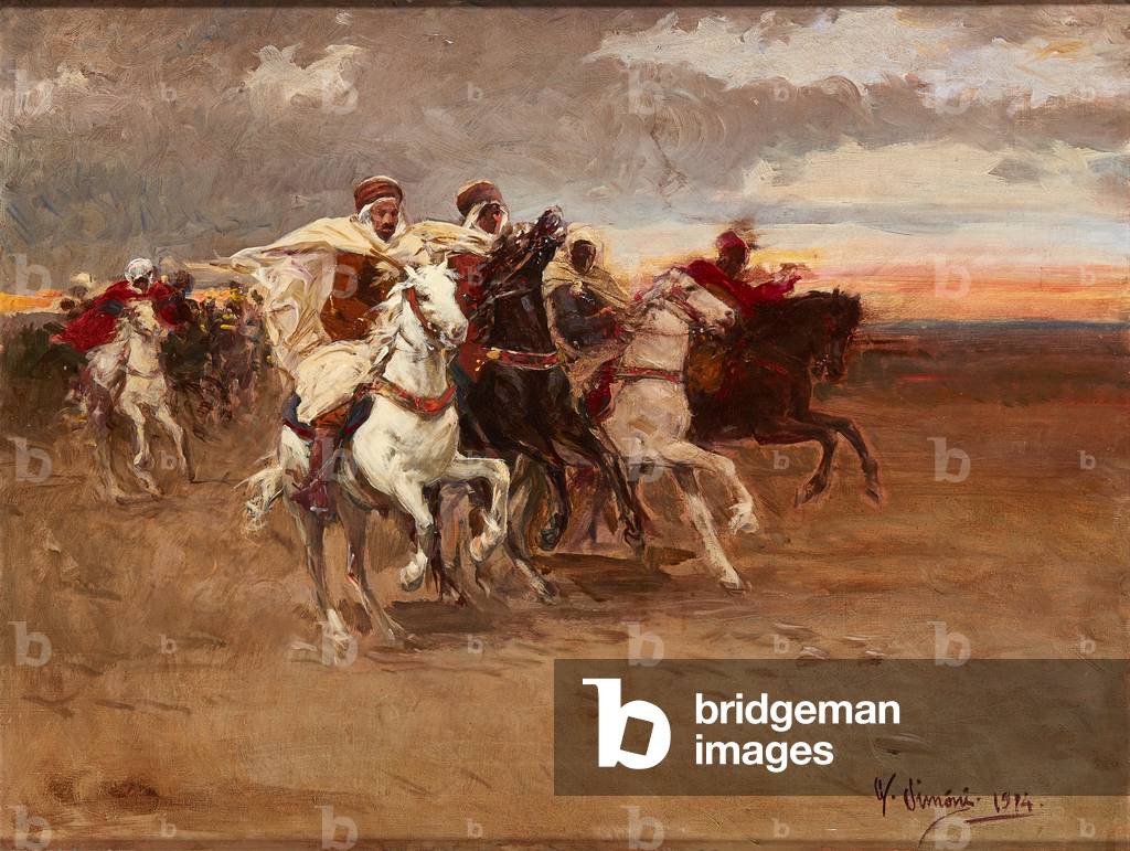 Immagine di Dipinto "Cavalieri di carica (olio su tela)" di Gustavo Simoni
