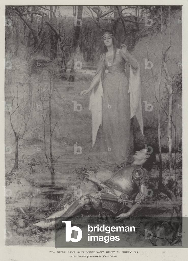 Image of Print depicting La Belle Dame sans Merci (litho) 1898 by Henry Meynell Rheam
