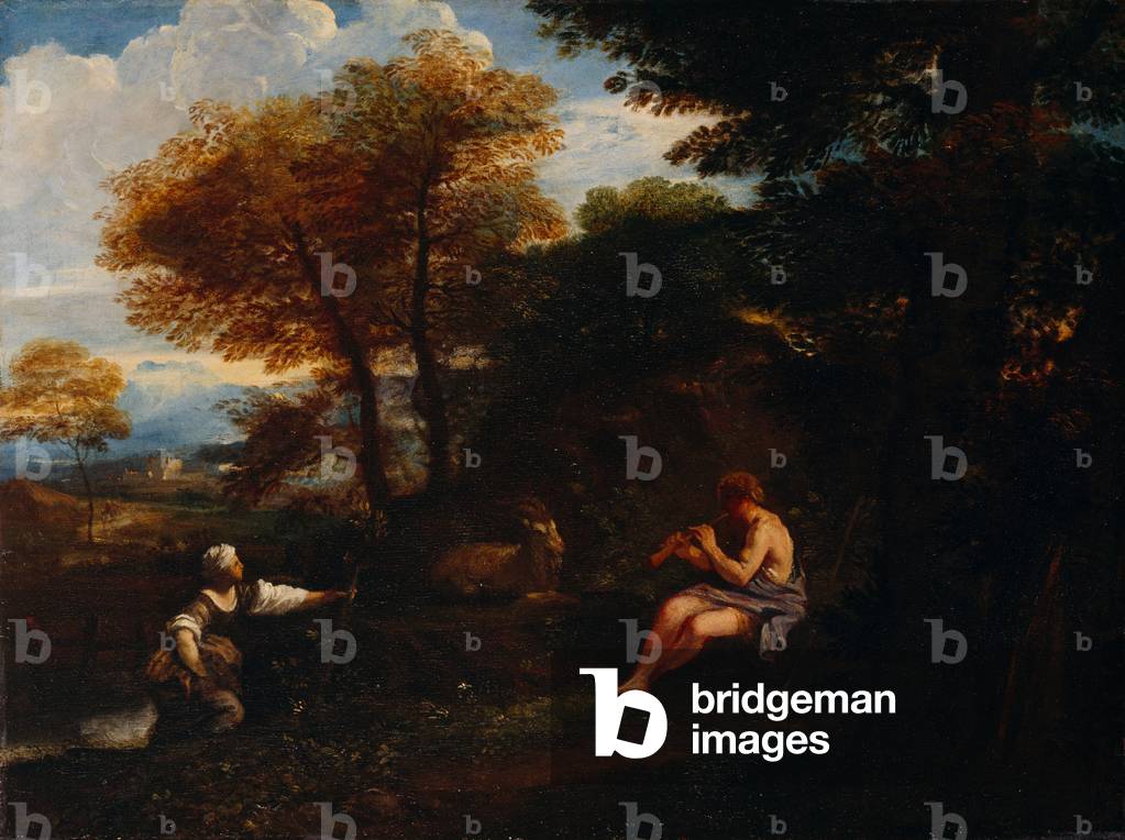 Bild von Gemälde "landschaft mit einem Hirten und Hirtin (öl auf leinwand)" von Pier Francesco Mola