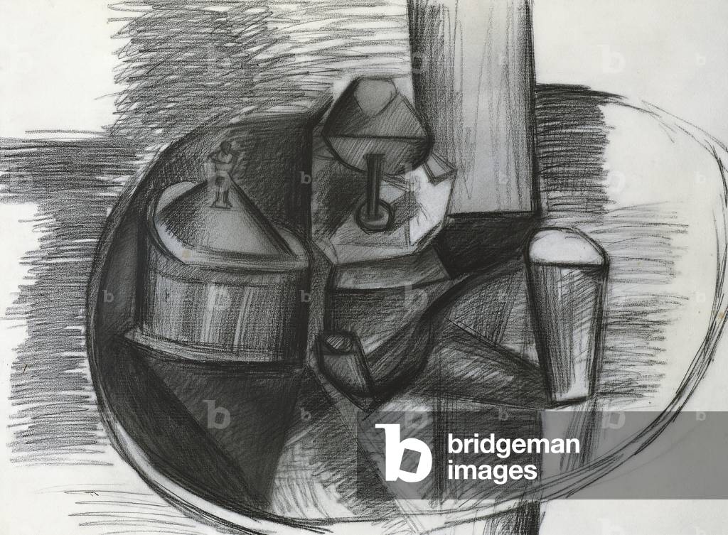 Image of Drawing depicting Still life with Pipe 1909 by Pablo Picasso
