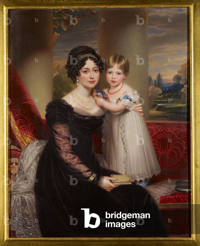 Victoria, Herzogin von Kent mit Victoria, später Königin Victoria, um 1824 (Emaille auf Kupfer)