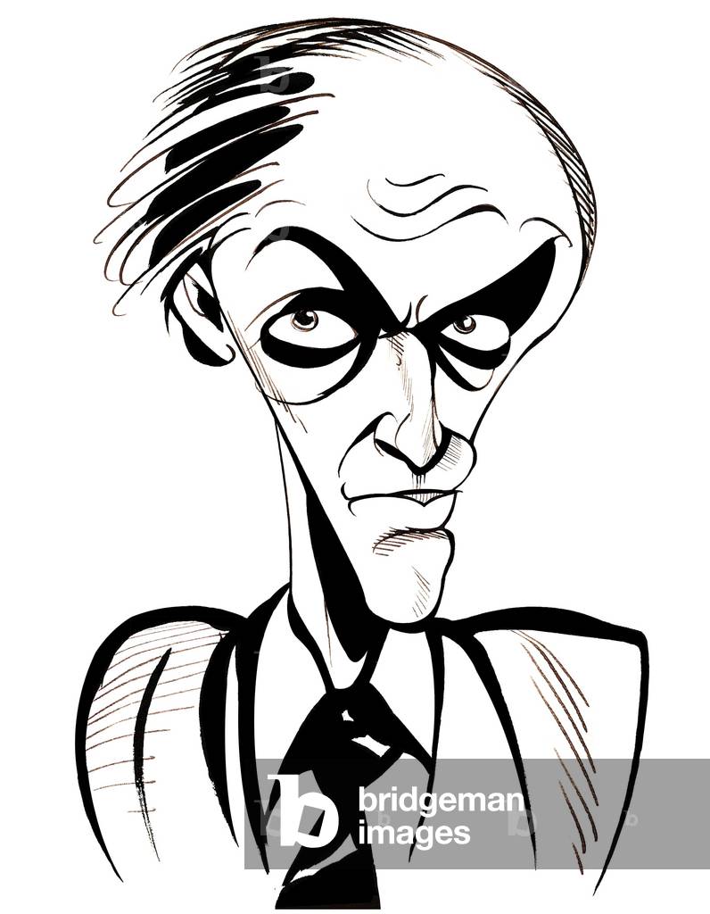 Roald Dahl - schwarz-weiße Karikatur