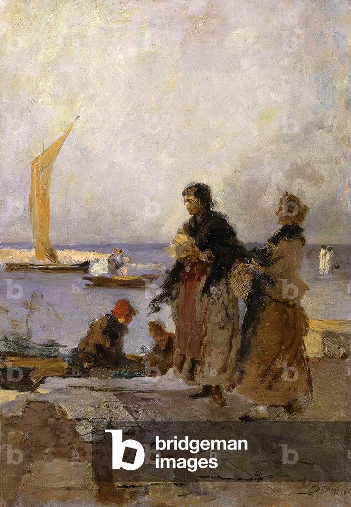 Sul molo di Chioggia; Sul molo di Chioggia, (olio su tavola)