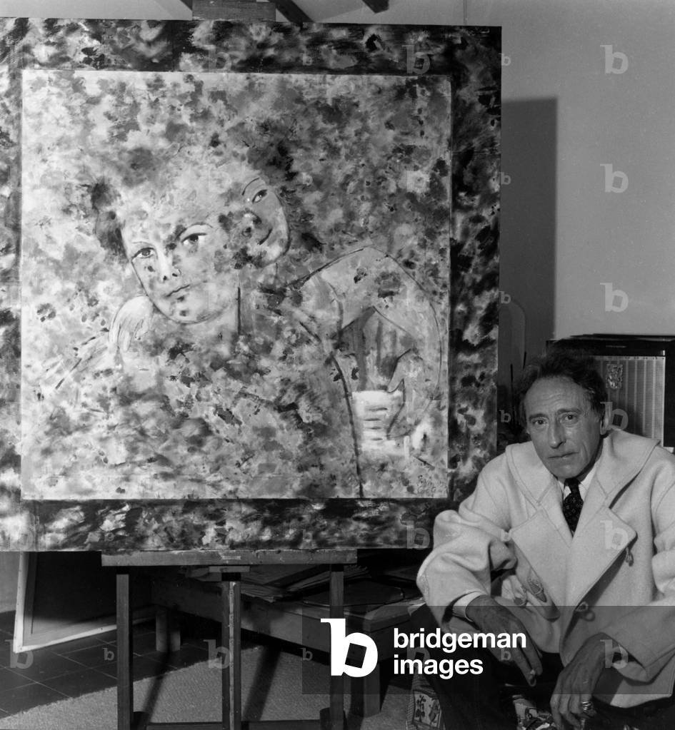French Painter Jean Cocteau in Front of A Canvas on November 25, 1953