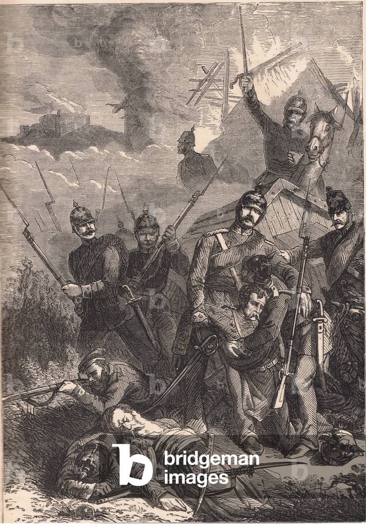 Image of Print depicting Encounter before Metz by English Artist, b/w
