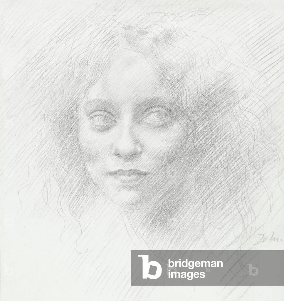 Studio di testa di una donna (grafite su carta)