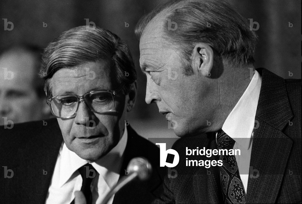 Oslo 12. Juli 1979. Der westdeutsche Bundeskanzler Helmut Schmidt (TV) ist zu Besuch in Norwegen, er hält..., 