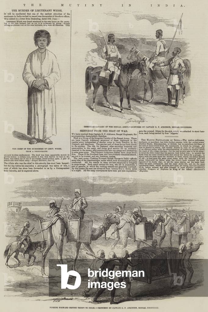 "Die Meuterei in Indien (Gravur)" 1857 von Frederick John Skill, b/w