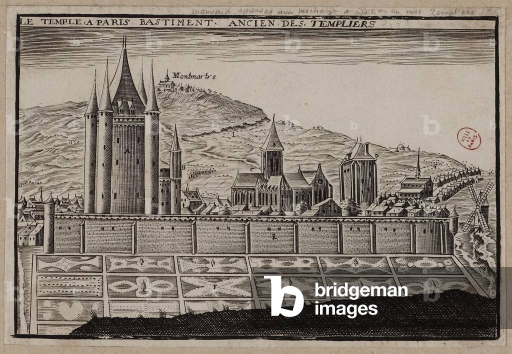 Image of Le Temple à Paris bastiment ancien des templiers (engraving