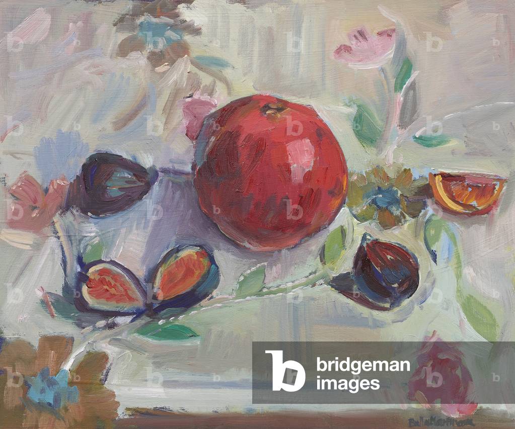 Pomegranate and figs (Year 4 fruit and flowers) (oil on board)