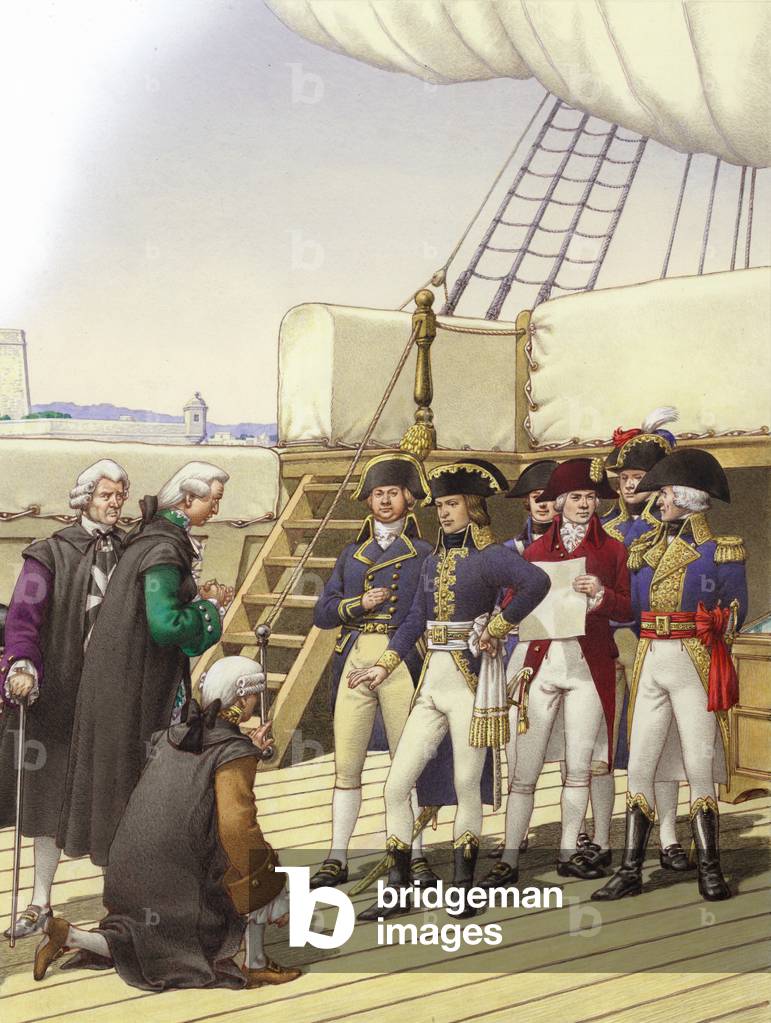 Napoleon akzeptiert die Kapitulation von Malta (Gouache auf Papier)