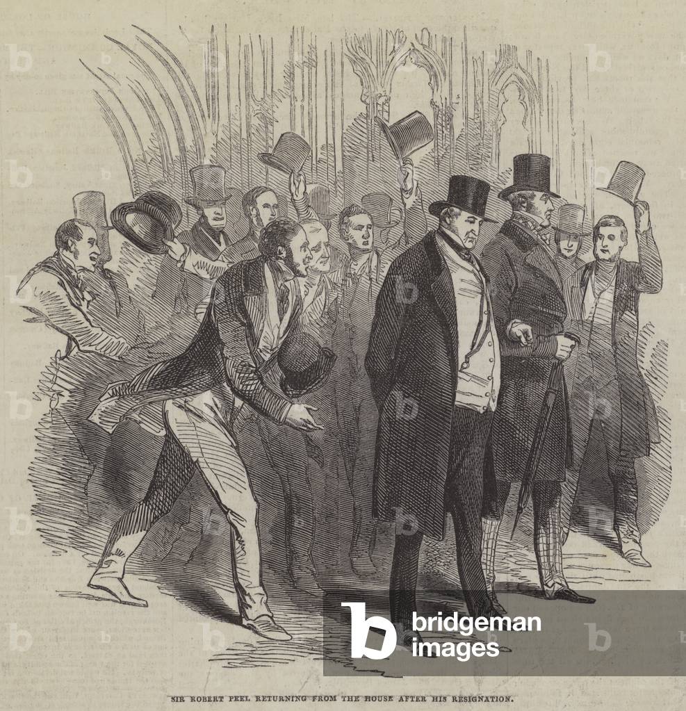 Sir Robert Peel returning from the House after his Resignation (engraving) by English Artist
