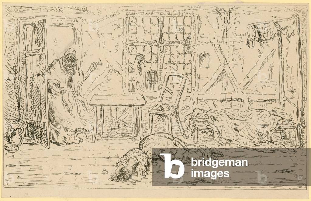 Immagine di Disegno "Abitazione baraccopoli (inchiostro su carta)" di English School, b/w