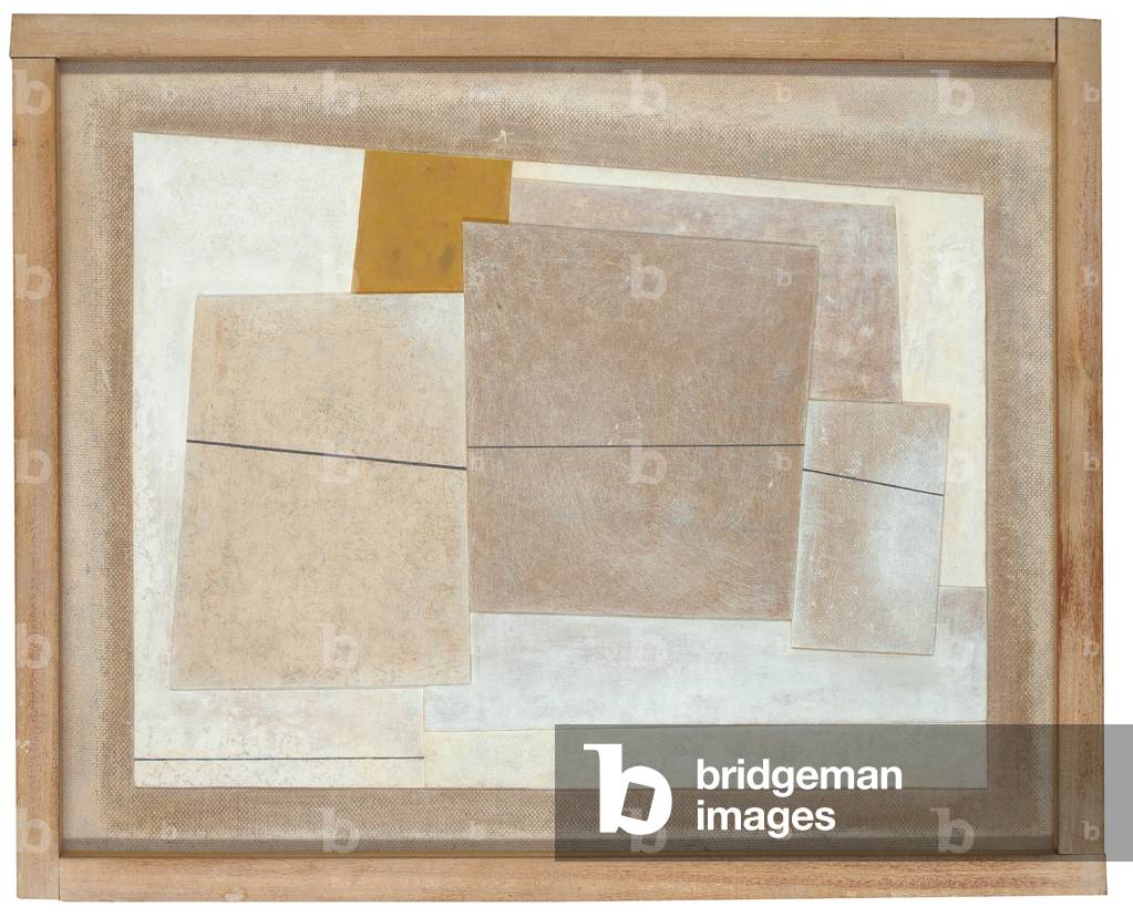 Febbraio 56 (granito), 1956 (olio & matita su tavola intagliata, rilievo)