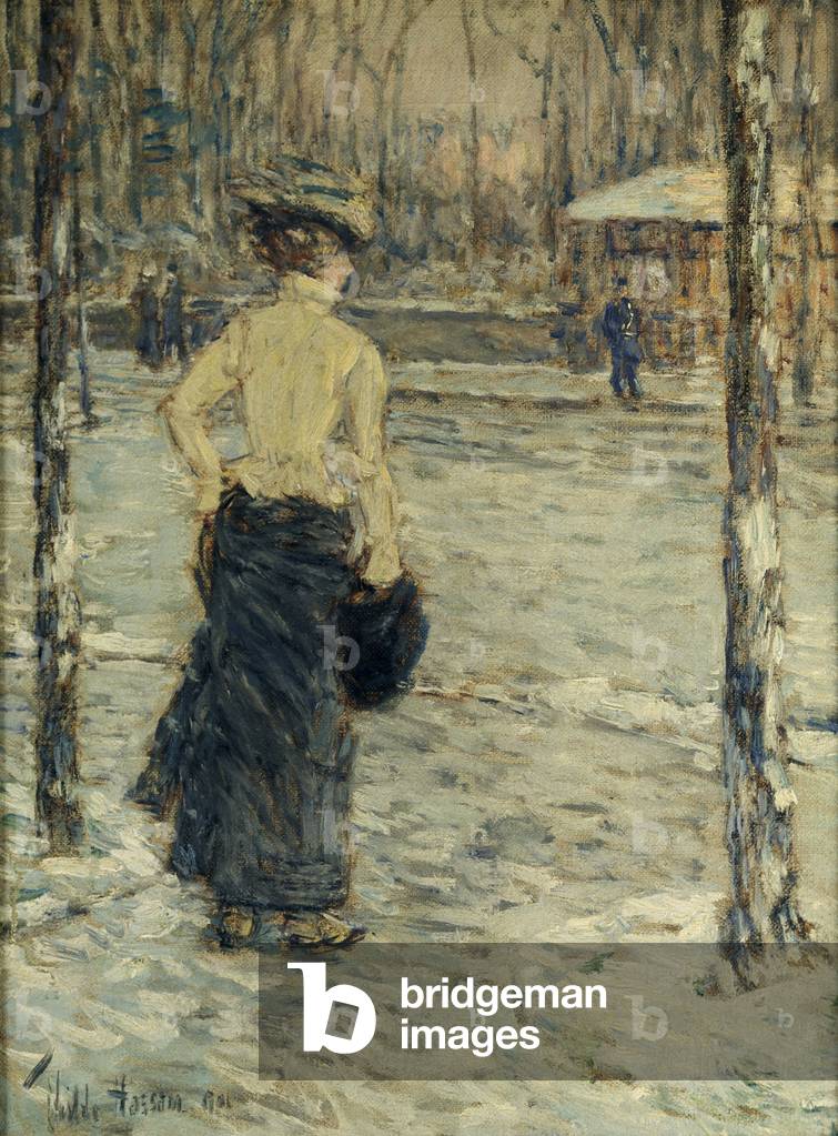 Woman by the Boulevard Frederick Childe Hassam (1859-1935 American) David David Gallery, Philadelphia