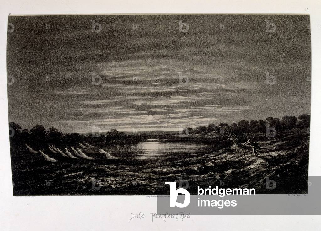 Coucher du soleil 1858. Lithographie d'Amantine Lucile Dupin (1804-1876) par George Sand