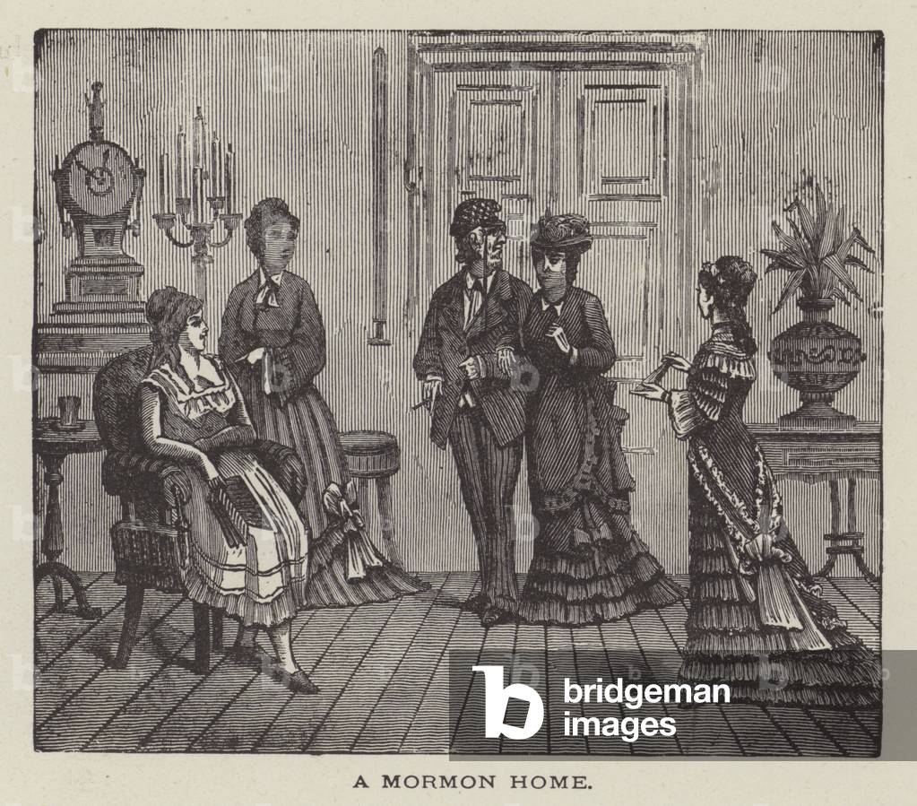 Casa mormone, Utah, Stati Uniti d'America, fine XIX secolo (incisione)
