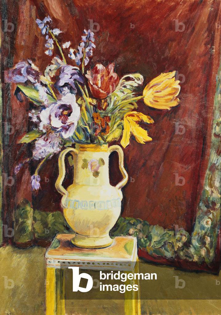 ancora la vita con fiori in un vaso, Charleston, (olio su carta di cui su tavola)