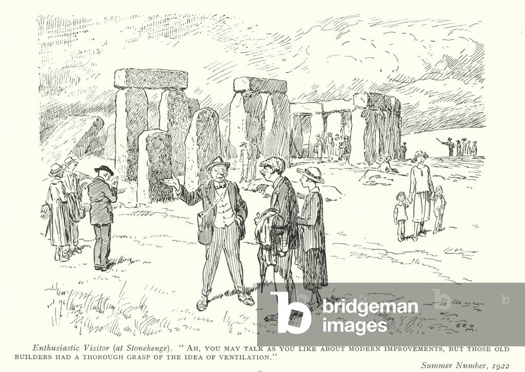 Visitatori a Stonehenge (litho)