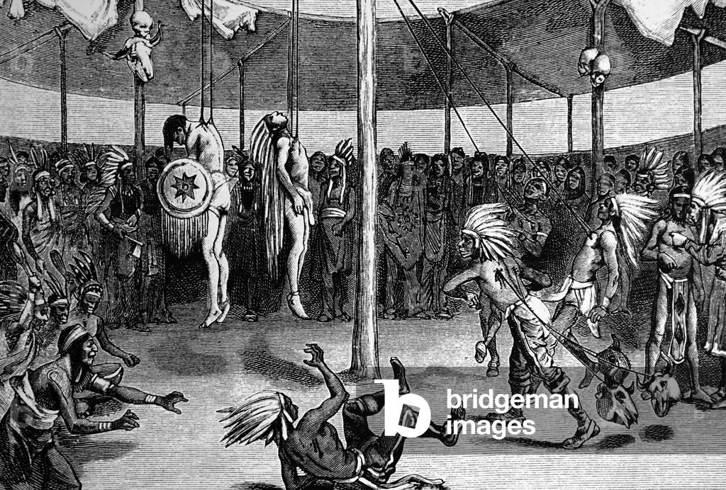 Riti di iniziazione dei giovani guerrieri della tribù Mandan, 1850