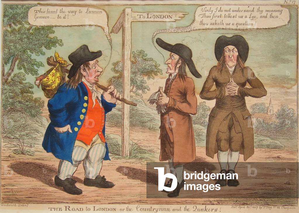 Immagine di Incisione "la strada a londra o il Countryman e il quaccheri" 1812 di George Moutard Woodward