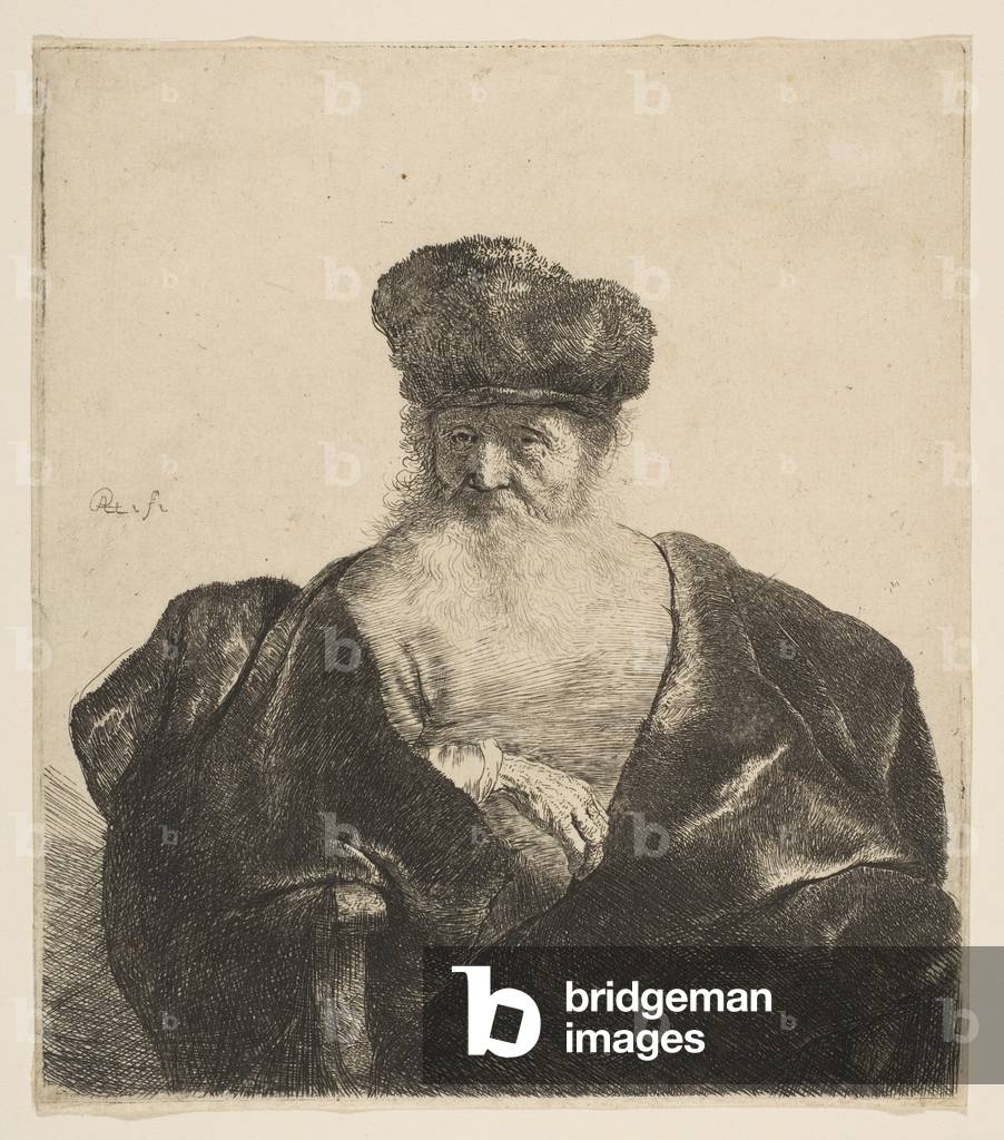 Image of Old Man with Beard, Fur Cap, and Velvet Cloak, c.1631 by ...