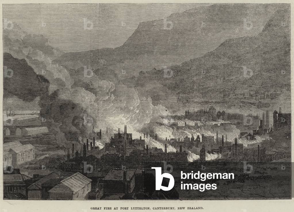 Great Fire à Port Lyttelton par English School, b/w