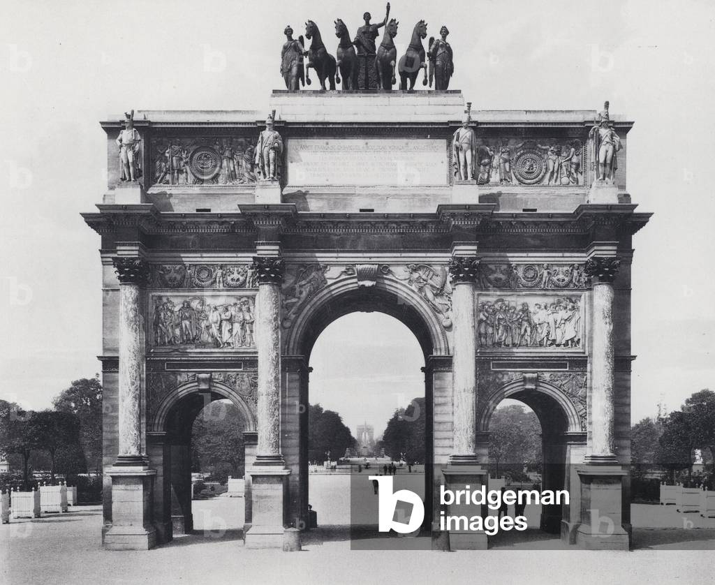Image of Print depicting Paris: L'Arc de Triomphe du Carrousel (b/w photo) by Pierre Percier, b/w