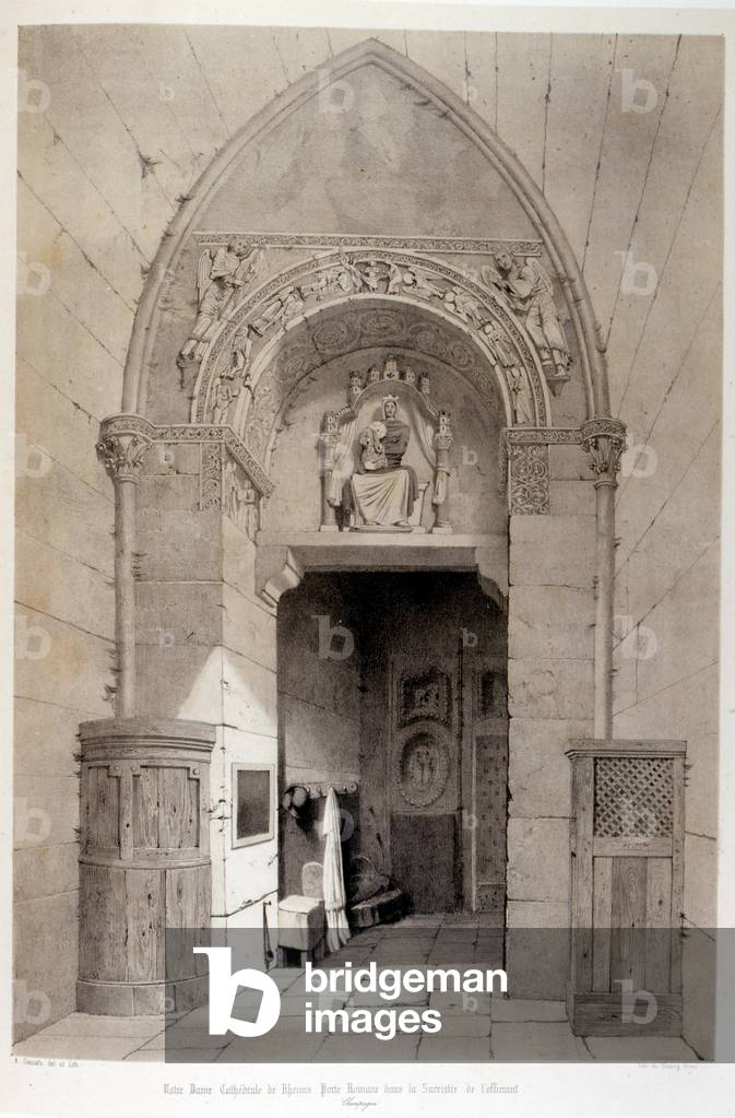 Dessin de la cathédrale Notre-Dame de Rheims 1857