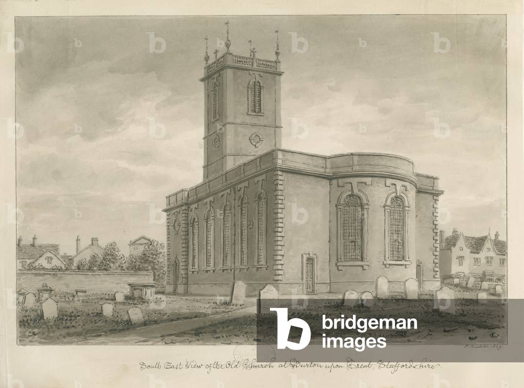 Burton-upon-Trent - Old Church: disegno di seppia, 1839 (disegno)
