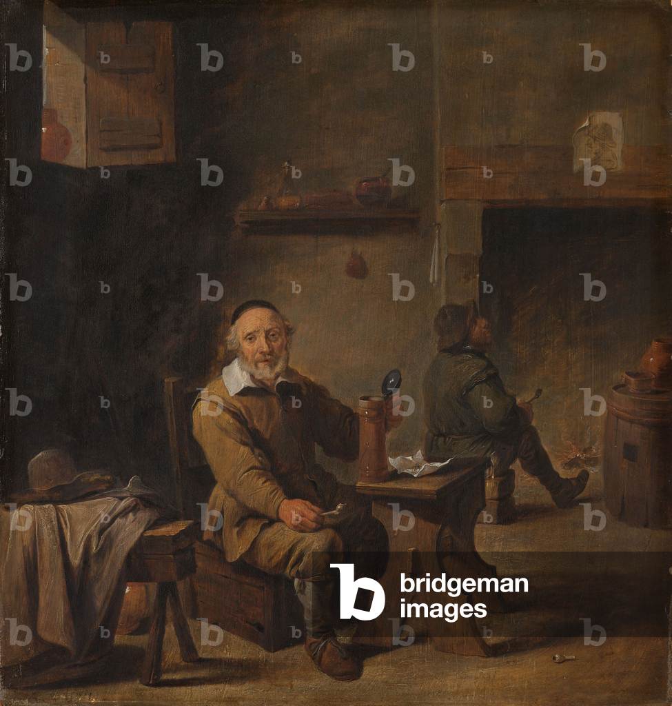 Älterer Mann in einer Taverne sitzend, 1645 (Öl auf Tafel)