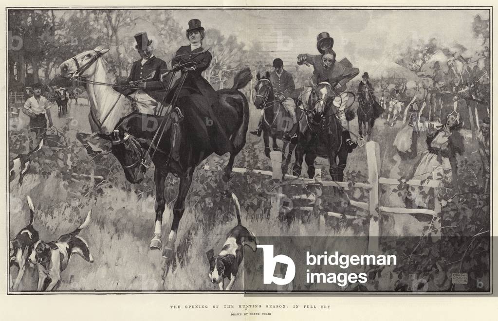 The Opening of the Hunting Season, in Full Cry (litho)
