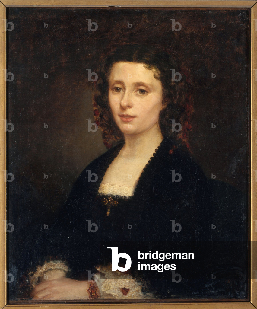 Porträt von Athénaïs Mialaret (1826-1899), Michelet's Frau, 1855 (Öl)