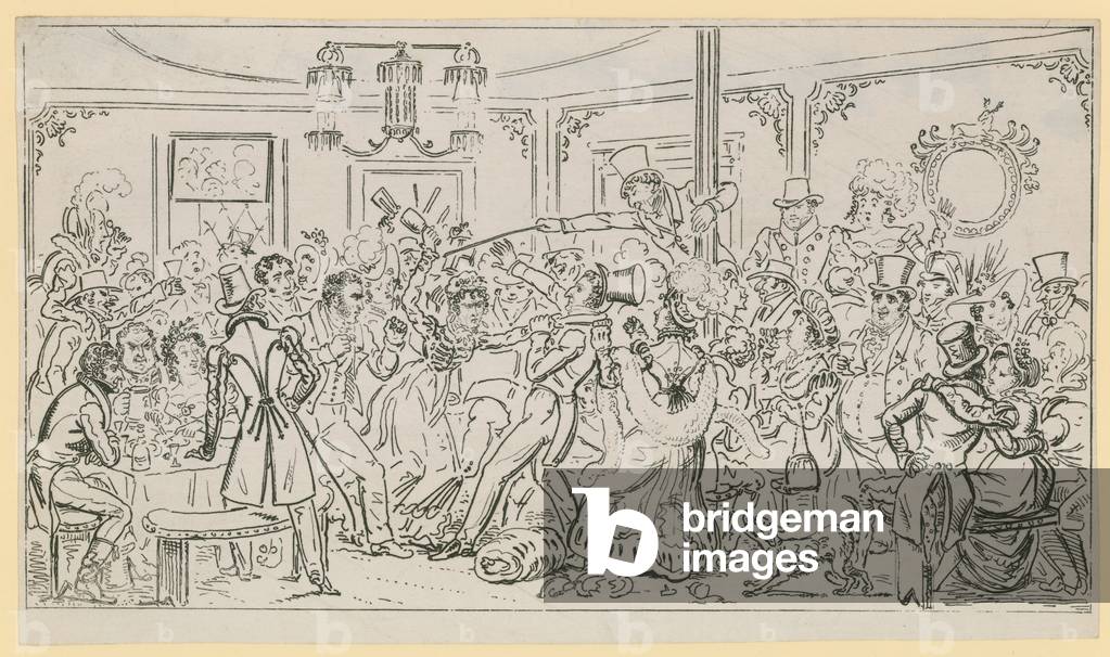 "Szene des Londoner Lebens (Gravur)" von English School, b/w