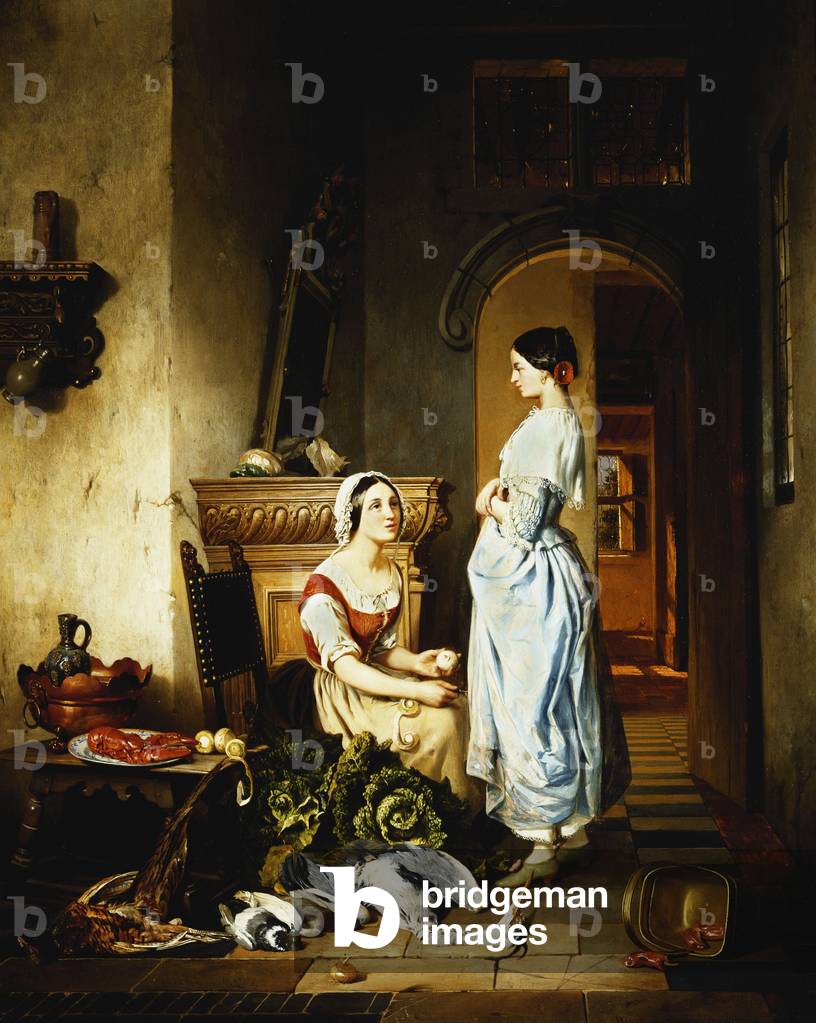 Zubereitung der Mahlzeit, (Öl auf Platte)