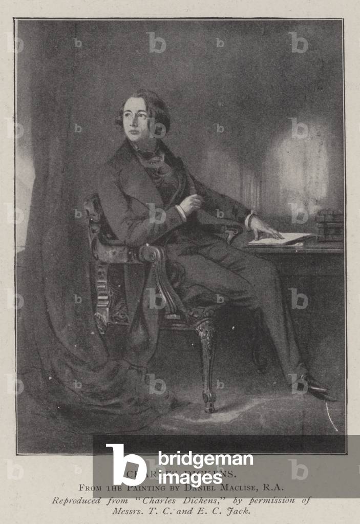 Image of Print depicting Charles Dickens (litho) 1902 by Daniel Maclise