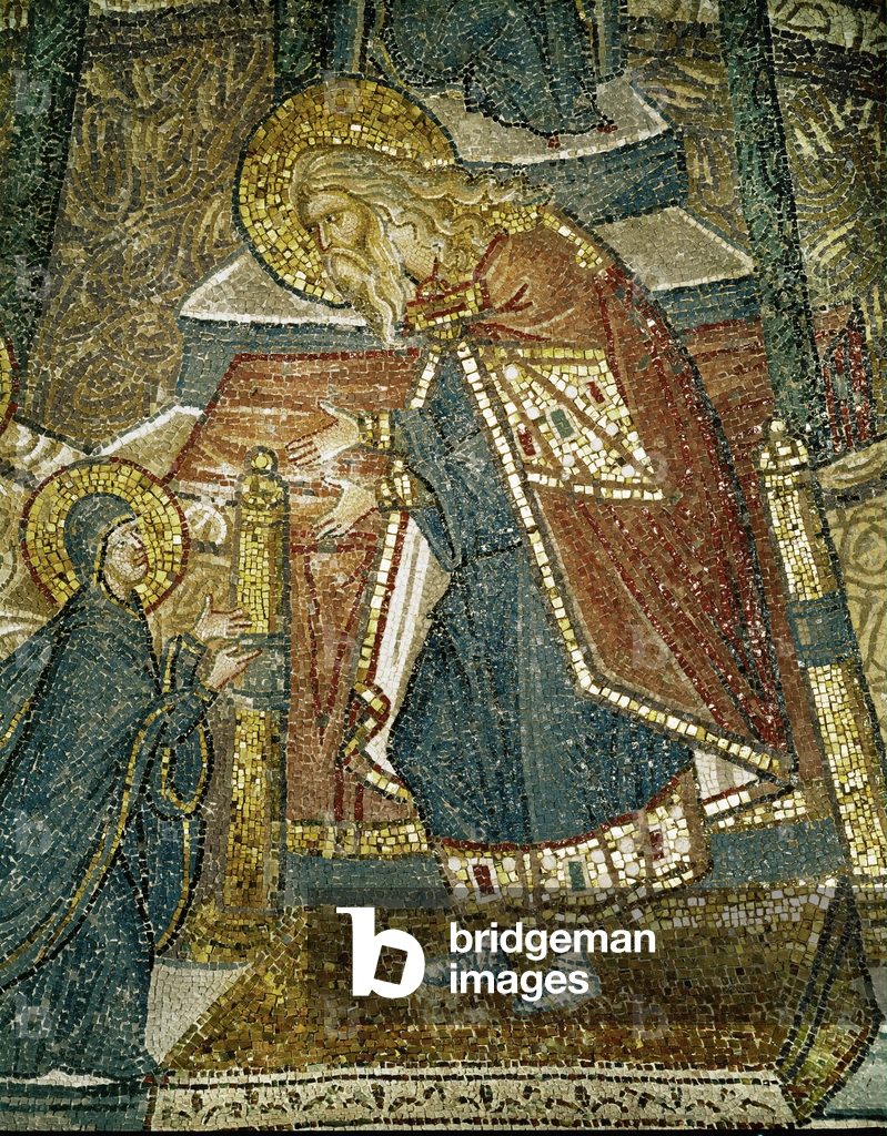 Immagine di Mosaico "Il Sommo Sacerdote saluta Maria quando viene portata al Tempio..." 1301 di Byzantine Scho