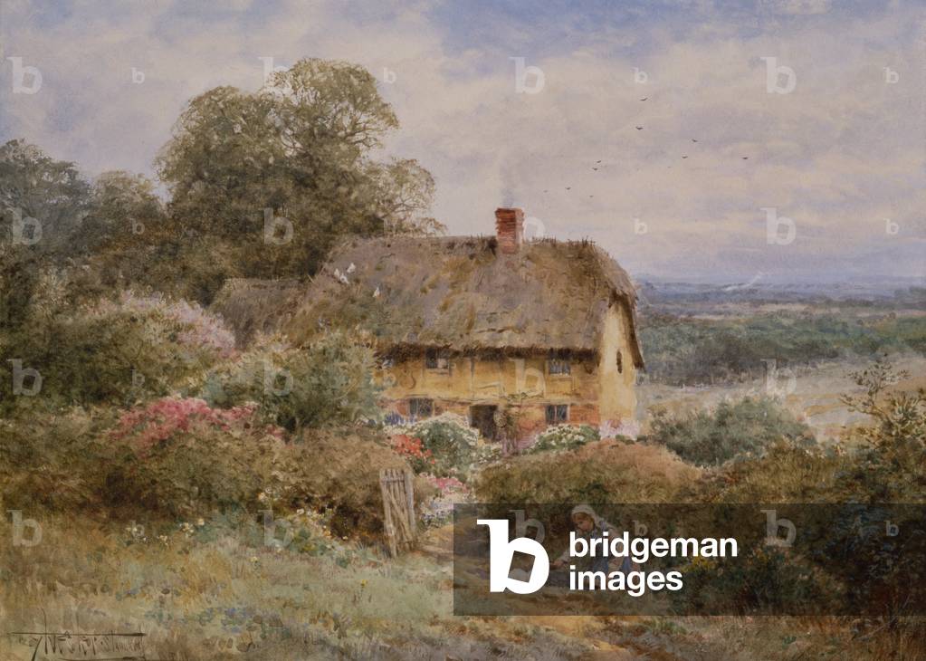 Un pittoresco cottage, Warwickshire (matita e w/c)