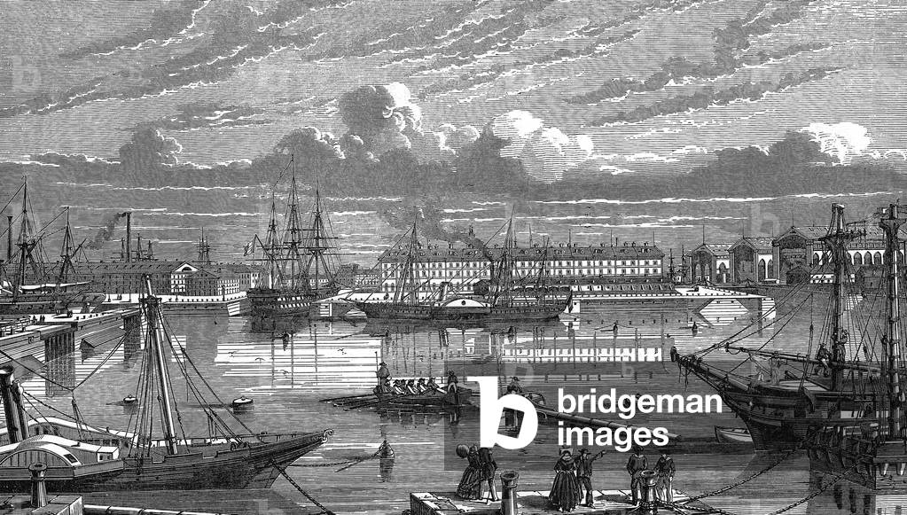 "Cherbourg (Normandie" 1860, b/w