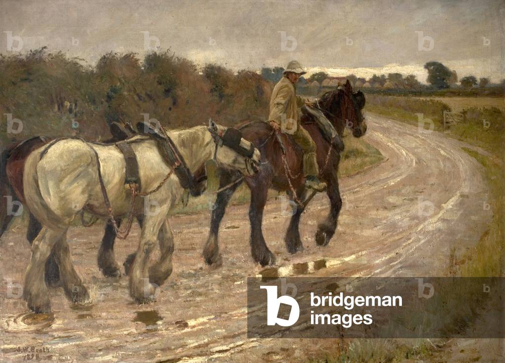 Bild von Gemälde "Homeward Bound" 1898 von James William Booth, b/w