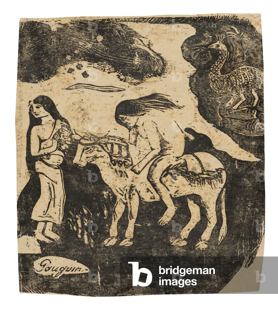 Image of Print depicting The Rape of Europa 1898 by Paul Gauguin, b/w