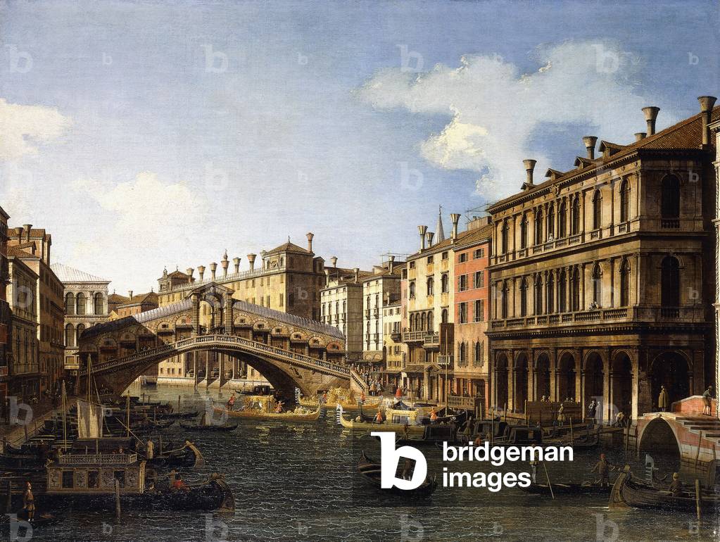 The Rialto Bridge, Venice, from the South with the Embarkation of the Prince of Saxony during his Visit in 174