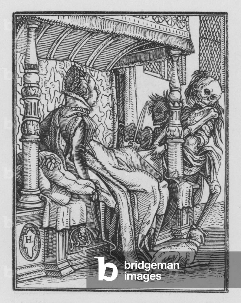 Image of Engraving depicting Holbeins Dance of Death: The Duchess (engraving) 1858 by Hans Holbein the Younge