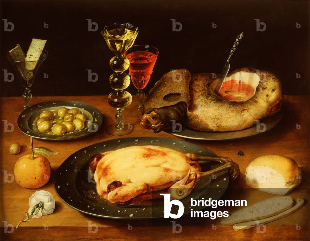 Bild von Gemälde "Brathähnchen" 1601 von Osias the Elder Beert