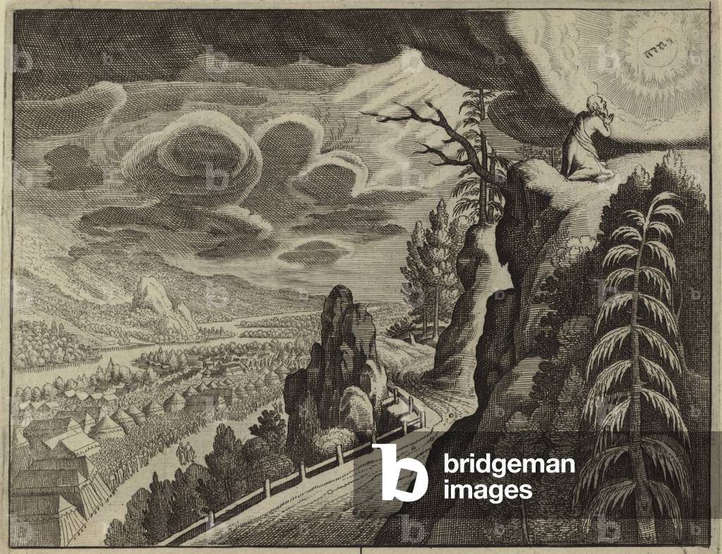 Moses speaking to God on Mount Sinai (engraving)