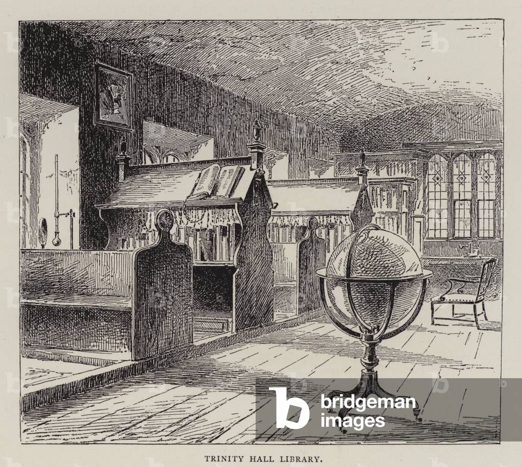 "Cambridge: Trinity Hall Library (incisione)" di English School