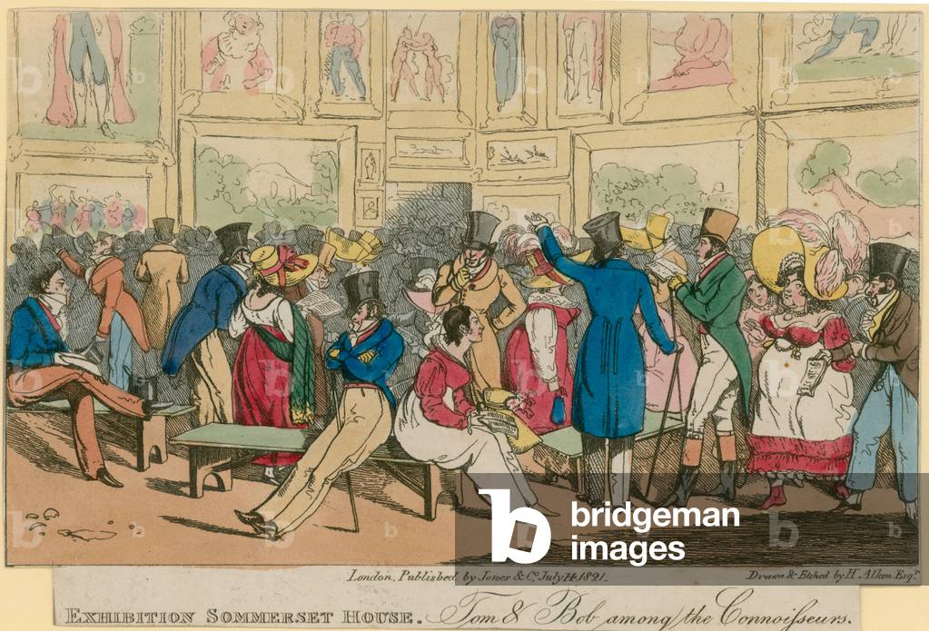 Image of Engraving depicting Exhibition Sommerset House (coloured engraving) by Henry Thomas Alken