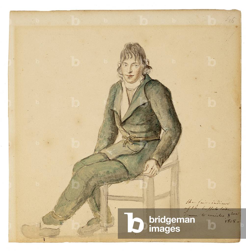 Fair American Indian Man of the Buffalo Tribe, Canisteo, New York, 1808 (Aquarell, Graphit und Kohle auf Papie